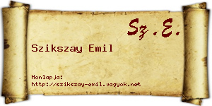 Szikszay Emil névjegykártya
