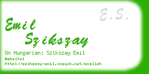 emil szikszay business card